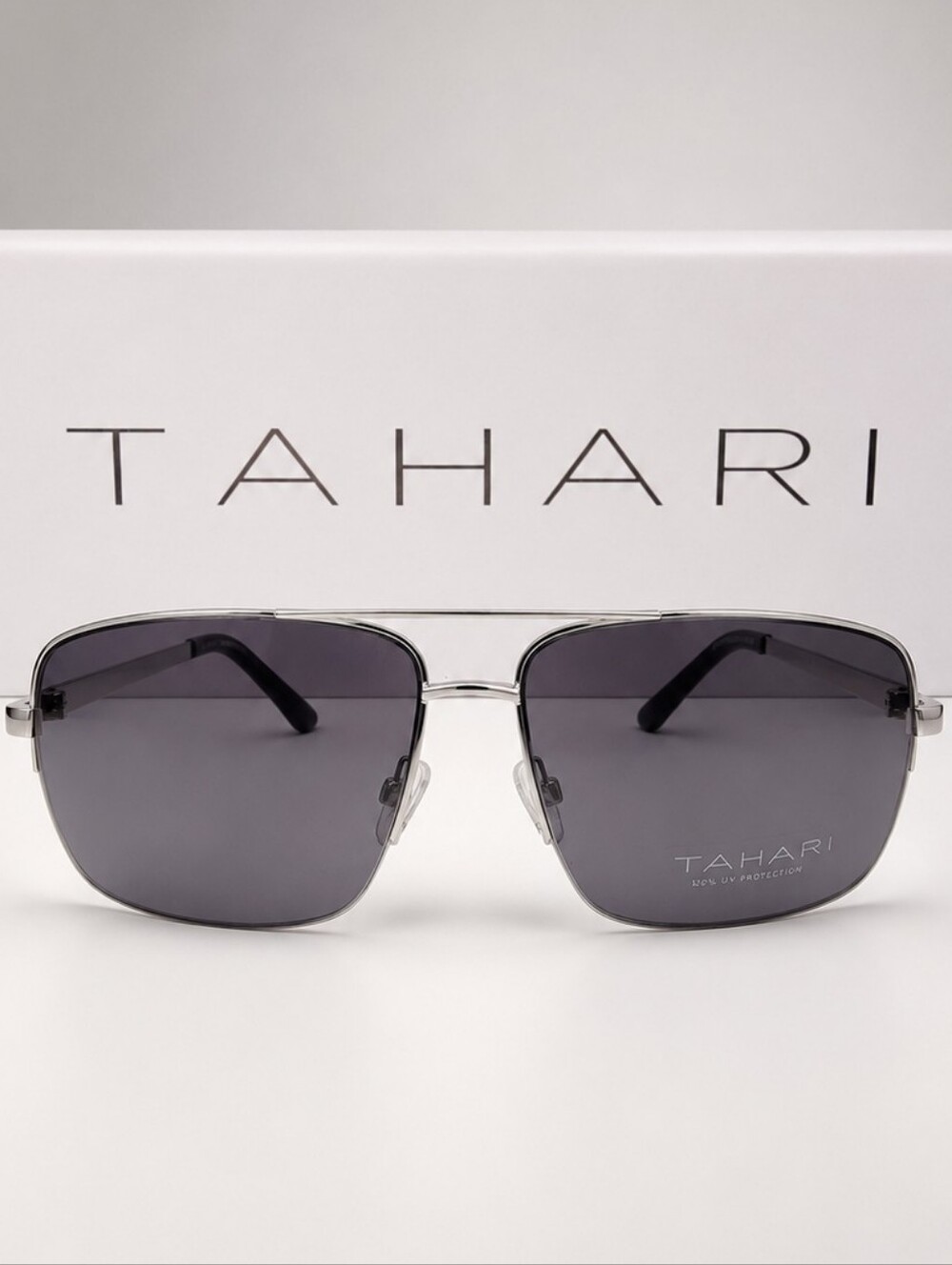Tahari Silver Frame Sunglasses with Smoke Lenses NWT